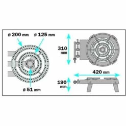 HELIOTRADE Réchaud En Fonte Sur 4 Pieds - 3 Bruleurs - 8600W -Pas Cher Réchaud Boutique 10733409 5