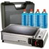 Plancha Gaz Portable 2300W Kemper Plaque Anti Adhésive + 4 Cartouches Gaz Camping + Valise De Transport -Pas Cher Réchaud Boutique 12679919 1