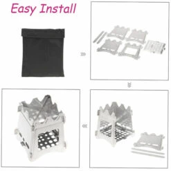 LIXADA Poele A Bois Pliable, Pour Le Camping En Plein Air, S -Pas Cher Réchaud Boutique 18358244 3