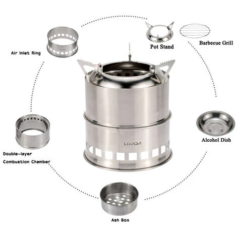 LIXADA Poele A Bois Pliant En Acier Inoxydable, Pique-Nique De Camping En Plein Air 5 LIXADA Poele A Bois Pliant En Acier Inoxydable, Pique-Nique De Camping En Plein Air – Image 3