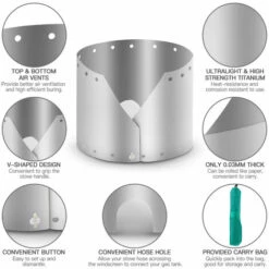 ASUPERMALL Plaque Coupe-Vent En Titane Ultra-Mince, Pour Le Camping En Plein Air, Hauteur: 15Cm -Pas Cher Réchaud Boutique 18368873 3