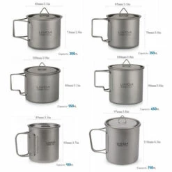 LIXADA Coupe En Titane Ultraleger, Avec Poignee Pliable, 300Ml -Pas Cher Réchaud Boutique 19154339 3