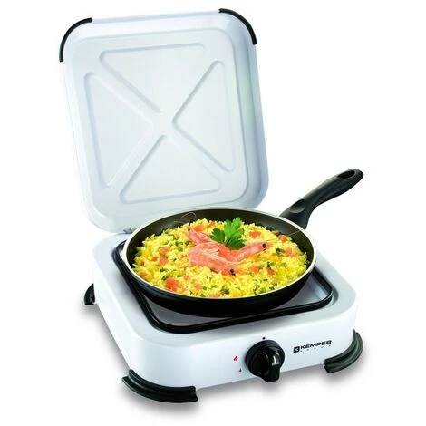 Réchaud Gaz Portable 1 Feu 1200W Blanc Laqué Couvercle Plaque De Cuisson KEMPER 3 Réchaud Gaz Portable 1 Feu 1200W Blanc Laqué Couvercle Plaque De Cuisson KEMPER