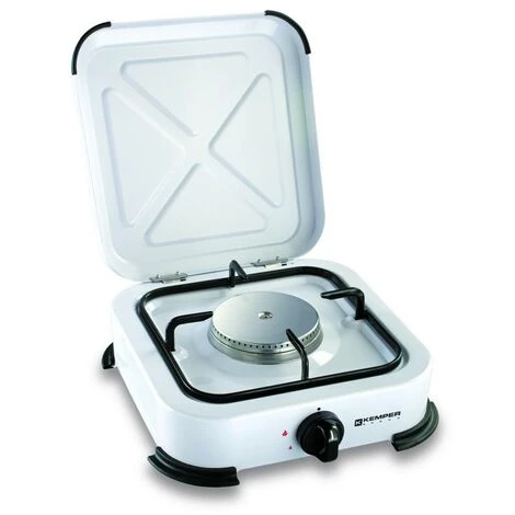 Réchaud Gaz Portable 1 Feu 1200W Blanc Laqué Couvercle Plaque De Cuisson KEMPER 4 Réchaud Gaz Portable 1 Feu 1200W Blanc Laqué Couvercle Plaque De Cuisson KEMPER – Image 2