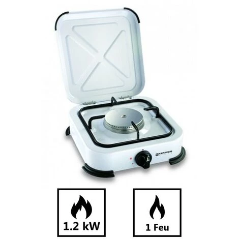 Réchaud Gaz Portable 1 Feu 1200W Blanc Laqué Couvercle Plaque De Cuisson KEMPER 5 Réchaud Gaz Portable 1 Feu 1200W Blanc Laqué Couvercle Plaque De Cuisson KEMPER – Image 3