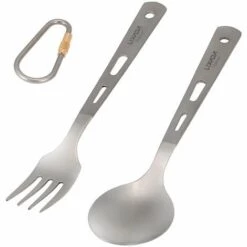 LIXADA Arts De La Table 2Pcs Titanium Camping Fourchette Cuillere Ultra Light Outdoor Couverts Pour Pique-Nique Randonnee Pedestre Voyage Cuisine, Fourchette Cuillere -Pas Cher Réchaud Boutique 23190810 3