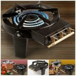 IDMARKET Réchaud à Gaz En Fonte 3 Robinets Laiton -Pas Cher Réchaud Boutique 281415 3