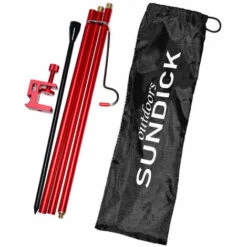 SUNDICK Support De Lampe Pliable En Alliage D'Aluminium D'Eclairage De Camping Exterieur Portable Avec Prise De Terre Rouge