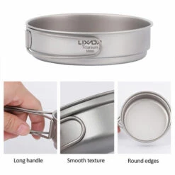 LIXADA Poele A Frire En Metal Titane Ultra-Legere De 350 Ml, Poele A Frire De Camping En Plein Air Avec Poignee Pliable -Pas Cher Réchaud Boutique 28671067 4