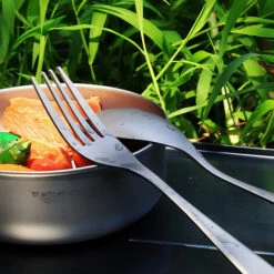 LIXADA Vaisselle De Pique-Nique, Fourchette Et Cuillere En Titane Pur Pour L'Exterieur (Finition Mate) -Pas Cher Réchaud Boutique 28671180 4