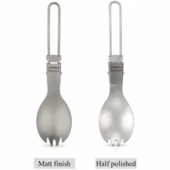TOMSHOO Fourchette Et Cuillere Pliantes En Titane Pur, Sablees -Pas Cher Réchaud Boutique 28671235 3