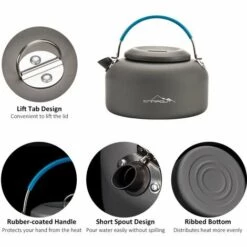 ASUPERMALL 1.4L Bouilloire De Camping En Plein Air En Aluminium Theiere Bouilloire Compacte Legere Cafetiere Pour Camping Randonnee Sac A Dos -Pas Cher Réchaud Boutique 34051201 4