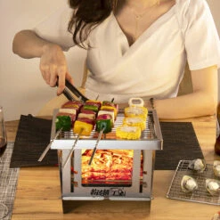 ASUPERMALL Gril Exterieur En Acier Inoxydable, Rechaud De Camping A Bois Portable, Gril Pliable Coupe-Vent, Style 2 -Pas Cher Réchaud Boutique 34530136 4