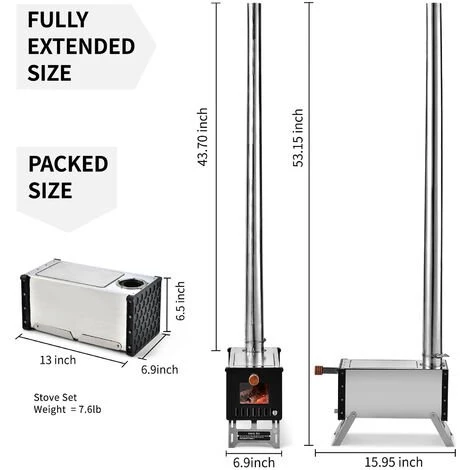 ASUPERMALL Poele A Bois De Tente D'Acier Inoxydable Avec Des Tuyaux De Cheminee Poele A Bois De Camping Portatif Pour La Cuisson De Chauffage De Camping 4 ASUPERMALL Poele A Bois De Tente D'Acier Inoxydable Avec Des Tuyaux De Cheminee Poele A Bois De Camping Portatif Pour La Cuisson De Chauffage De Camping – Image 2