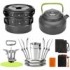 ASUPERMALL Kit D'Ustensiles De Cuisine Et D'Articles Divers De Camping En Plein Air, Adapte Au Pique-Nique De Sac A Dos De Randonnee En Camping, Noir 1 ASUPERMALL Kit D'Ustensiles De Cuisine Et D'Articles Divers De Camping En Plein Air, Adapte Au Pique-Nique De Sac A Dos De Randonnee En Camping, Noir -Pas Cher Réchaud Boutique 35356853 1