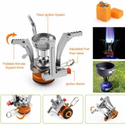 ASUPERMALL Kit D'Ustensiles De Cuisine Et D'Articles Divers De Camping En Plein Air, Adapte Au Pique-Nique De Sac A Dos De Randonnee En Camping, Noir -Pas Cher Réchaud Boutique 35356853 4