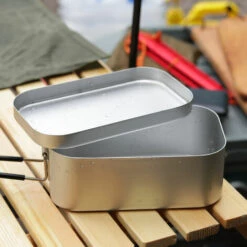 ASUPERMALL Boite A Lunch En Aluminium, Boite A Collations Portable, Boite A Lunch De Camping 800 Ml, Seulement 1 Boite A Lunch, Argent -Pas Cher Réchaud Boutique 38711621 4