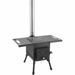 ASUPERMALL Poele A Bois Pliable Portable Pour Tente De Camping Avec Tuyau De Cheminee Pour La Cuisson De Chauffage D'Abri De Tente, Noir
