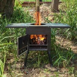 ASUPERMALL Poele A Bois Pliable Portable Pour Tente De Camping Avec Tuyau De Cheminee Pour La Cuisson De Chauffage D'Abri De Tente, Noir -Pas Cher Réchaud Boutique 40637642 5