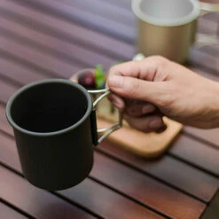 LIXADA Tasse De Cafe De Tasse De The De Tasse D'Eau D'Alliage D'Aluminium De Camping De 250 Ml Avec Des Poignees Pliables Pour Le Camping En Plein Air, La Randonnee, Le Pique-Nique, Noir -Pas Cher Réchaud Boutique 43715078 4