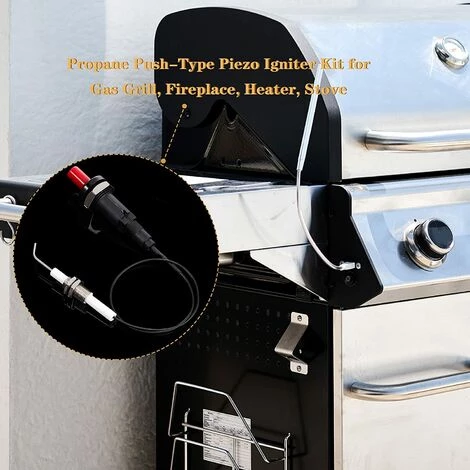 4 Pièces Kit D'Allumeur Piézo-Poussoir Au Propane Avec Électrode En Céramique Filetée Fil De Prise D'Allumage 30 Cm Pour Gril à Gaz, Cheminée, Chauffage, Cuisinière GrooFoo 4 4 Pièces Kit D'Allumeur Piézo-Poussoir Au Propane Avec Électrode En Céramique Filetée Fil De Prise D'Allumage 30 Cm Pour Gril à Gaz, Cheminée, Chauffage, Cuisinière GrooFoo – Image 2