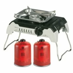 Réchaud Gaz 2400W Allumage Piezo + 2 Cartouches Gaz 460gr Butane Propane MIX FIVESTAR