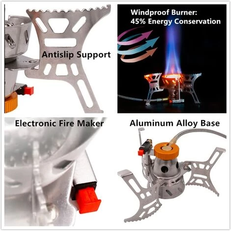 Réchaud De Camping 3500W Réchaud à Gaz Avec Allumage Piézoélectrique, Réchaud De Camping à Gaz Coupe-vent, Réchaud De Camabping Plile,Irisfr 6 Réchaud De Camping 3500W Réchaud à Gaz Avec Allumage Piézoélectrique, Réchaud De Camping à Gaz Coupe-vent, Réchaud De Camabping Plile,Irisfr – Image 4