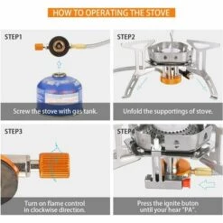 Réchaud De Camping, Brûleur Camping Stove Compact Portable Cuisinière Extérieur Pliable, Coupe-Vent Et Avec Allumage Piézo-électrique Pour Randonnée/Outdoor/Pique-Nique Macaron -Pas Cher Réchaud Boutique 51168065 4