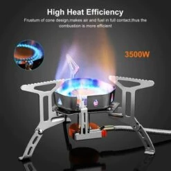 VERSAILLESFR Réchaud De Camping, Portable 3500W Réchaud Gaz Pliable Brûleur à Gaz Anti-Vent Avec Bouton D'Allumage Our Randonnée/Outdoor/Pique-Nique/Barbecue/Randonnée/trekking -Versailles -Pas Cher Réchaud Boutique 51244213 3