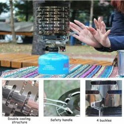 VERSAILLESFR Métal Chauffage Gaz Poêle Couverture, Camping Mini Chauffage Avec Une Poignée, Tente Chauffage Couverture En Acier Inoxydable, Pour Andonnée En Camping En Plein Air -Versailles -Pas Cher Réchaud Boutique 51244374 3
