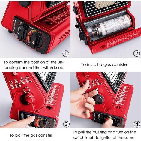 LITZEE Chauffage à Gaz En Céramique Pour Extérieur, Tente, Caravane, Camping - Rouge 7 LITZEE Chauffage à Gaz En Céramique Pour Extérieur, Tente, Caravane, Camping - Rouge – Image 5