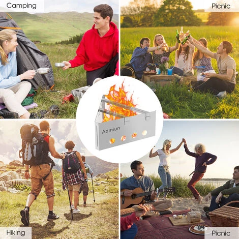 Aomiun Bruleur Portatif En Acier Inoxydable Pour Poele A Bois Triangulaire Leger Pour La Cuisine En Plein Air, Le Pique-Nique, Le Camping, La Randonnee,Silver 6 Aomiun Bruleur Portatif En Acier Inoxydable Pour Poele A Bois Triangulaire Leger Pour La Cuisine En Plein Air, Le Pique-Nique, Le Camping, La Randonnee,Silver – Image 4