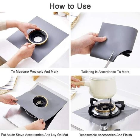 Protection De Gazinière, Lot De 8 Protection Cuisinière à Brûleurs Gaz, En Fibre Réutilisable Facile à Nettoyer Et à Couper,Starlight 4 Protection De Gazinière, Lot De 8 Protection Cuisinière à Brûleurs Gaz, En Fibre Réutilisable Facile à Nettoyer Et à Couper,Starlight – Image 2