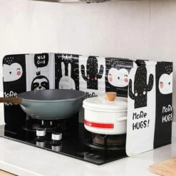 Household Cooktop Splash Oil Baffle Gas Stove Heat Insulation Plate Resistance With Durable,84*32.5*0.3cm,Starlight -Pas Cher Réchaud Boutique 54705588 4