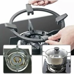 DKSFJKL Support De Poêle à Wok En Fonte Support De Wok Universel Adaptateur Wok Gaz Pour Poêle En Fonte Antidérapant Noir, Pour Brûleurs,Plaques à Gaz,Cuisinières -Pas Cher Réchaud Boutique 55147337 3