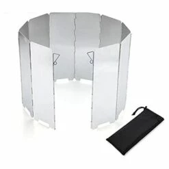 QERSTA Pare-brise De Camping, Pare-Vent Pliable Aluminium, 10 Plaques Pare-Vent Pliable, Ultra Iéger Portable Cuisinière Pour Rechaud De Camping, Pique-Nique Cuisinière à Gaz Etc(Argent)
