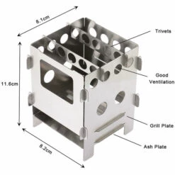LIXADA Réchaud à Gaz Portable En Acier Inoxydable Léger Pliant Poêle À Bois Poêle De Poche Camping En Plein Air Cuisson Pique-Nique Sac À Dos Poêle - Acier Inoxydable -Pas Cher Réchaud Boutique 55644711 2