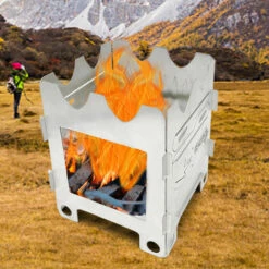 SUPERSELLER Réchaud à Gaz Réchaud De Camping à Bois Multifonctionnel Pliable Camping En Plein Air Sac à Dos Cuisinière Avec Carte Multi-outils équipement De Survie - Argent -Pas Cher Réchaud Boutique 55644777 4
