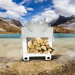 SUPERSELLER Réchaud à Gaz Réchaud De Camping à Bois Multifonctionnel Pliable Camping En Plein Air Sac à Dos Cuisinière Avec Carte Multi-outils équipement De Survie - Argent -Pas Cher Réchaud Boutique 55644777 5