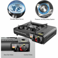 CONTIKI Réchaud à Gaz Gril Portatif De Cassette De La Cuisinière à Gaz 2900W Pour La Cuisson Extérieure De Randonnée De Camping - Le Noir 10 CONTIKI Réchaud à Gaz Gril Portatif De Cassette De La Cuisinière à Gaz 2900W Pour La Cuisson Extérieure De Randonnée De Camping - Le Noir -Pas Cher Réchaud Boutique 55645040 4