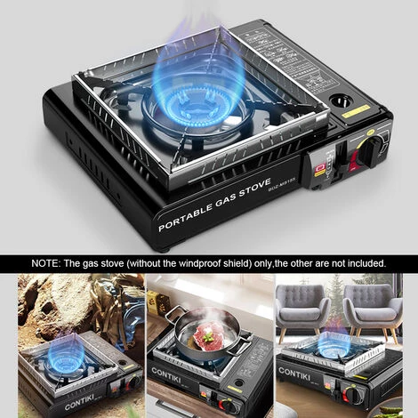 CONTIKI Réchaud à Gaz Gril Portatif De Cassette De La Cuisinière à Gaz 2900W Pour La Cuisson Extérieure De Randonnée De Camping - Le Noir 7 CONTIKI Réchaud à Gaz Gril Portatif De Cassette De La Cuisinière à Gaz 2900W Pour La Cuisson Extérieure De Randonnée De Camping - Le Noir – Image 5