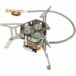 SUPERSELLER Réchaud à Gaz Réchaud à Gaz De Camping Pliable 5800 W 3 Brûleurs Allumage Piezo Léger Coupe-vent Réchaud De Randonnée Réchaud De Cuisine En Plein Air Pour Camping Randonnée Pique-niques - Argent