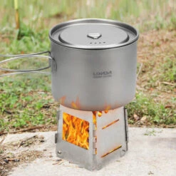 SUPERSELLER Réchaud à Gaz Poêle à Bois Pliant Léger En Titane Portable Poêle De Poche Cuisson En Plein Air Camping Randonnée Pédestre - Poêle En Titane -Pas Cher Réchaud Boutique 55645401 4
