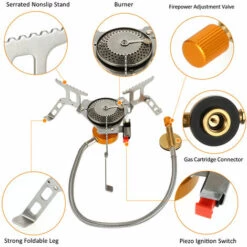 SUPERSELLER Réchaud à Gaz Cuisinière à Gaz De Camping Pliante Portable En Acier Inoxydable Randonnée Pique-nique Cuisinière Avec Pare-brise à 9 Plaques - Poêle Avec Pare-vent -Pas Cher Réchaud Boutique 55645762 5