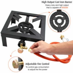SUPERSELLER Réchaud à Gaz 8KW Gaz Anneau D'ébullition Brûleur En Fonte Grand Réchaud à GPL Extérieur Cuisinière Cadre En Fer Portable Contrôle Des Incendies Poêle - UE -Pas Cher Réchaud Boutique 55645968 3