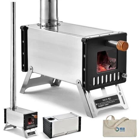 SUPERSELLER Réchaud à Gaz Poêle à Bois De Tente En Acier Inoxydable Avec Tuyaux De Cheminée Poêle à Bois De Camping Portable Pour La Cuisson De Chauffage De Camping - Argent 3 SUPERSELLER Réchaud à Gaz Poêle à Bois De Tente En Acier Inoxydable Avec Tuyaux De Cheminée Poêle à Bois De Camping Portable Pour La Cuisson De Chauffage De Camping - Argent