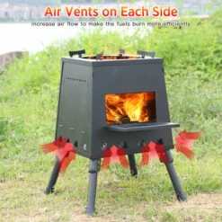 SUPERSELLER Réchaud à Gaz Réchaud De Camping Pliant Réchaud à Bois Portable Avec Pieds Rétractables Pour Le Camping Randonnée Sac à Dos Réchaud De Cuisine En Plein Air - S-Noir -Pas Cher Réchaud Boutique 55646262 4