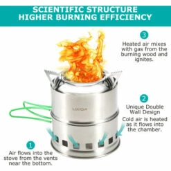 Réchaud à Gaz Lixada Réchaud De Camping Pliable En Acier Inoxydable Réchaud à Bois Portable D'extérieur Avec Poignées Pliables Et Plateau à Alcool Pour Le Camping, La Randonnée, Le Pique-nique, Le Barbecue - Modèle B -Pas Cher Réchaud Boutique 55646302 5
