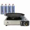Barbecue Grill 2 En 1 Réchaud Gaz Piézo 1900 W KEMPER + Plaque Grill + 4 Cartouches Gaz 227 Gr Butane Camping