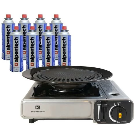 Barbecue Grill 2 En 1 Réchaud Gaz Piézo 1900 W KEMPER + Plaque Grill + 8 Cartouches Gaz 227 Gr Butane Camping 3 Barbecue Grill 2 En 1 Réchaud Gaz Piézo 1900 W KEMPER + Plaque Grill + 8 Cartouches Gaz 227 Gr Butane Camping